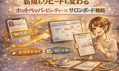 ホットペッパービューティーとサロンボードを活用し、新規集客とリピート率向上の戦略を解説するアイキャッチ画像