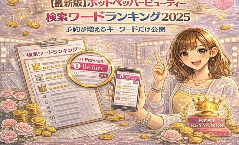 ホットペッパービューティー検索ワードランキング2025と予約増加キーワードを表現した華やかな美容イメージ