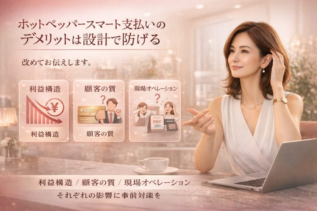 ホットペッパースマート支払いのデメリットを利益構造・顧客の質・現場オペレーションの3視点で解説する美容サロン向け横型マーケティング画像