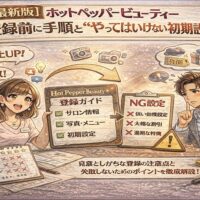 ホットペッパービューティー登録前に知るべきリアルな数字をテーマに、売上期待と現実の利益差を対比した日本風アニメ調インフォグラフィック