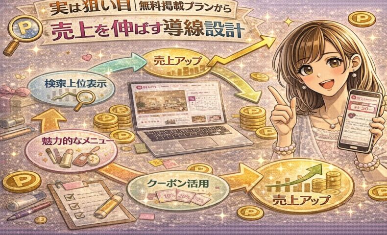 無料掲載プランから売上を伸ばす導線設計を解説するホットペッパービューティーのイメージ