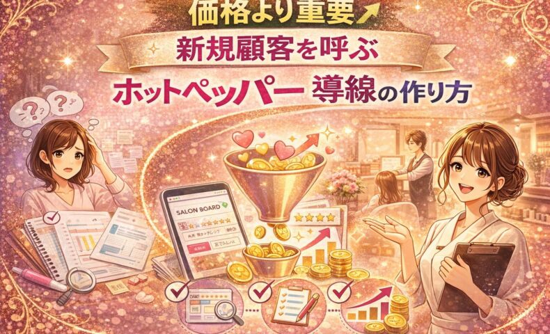 価格より重要なホットペッパー導線設計で新規顧客を呼ぶ方法を表現したアイキャッチ画像