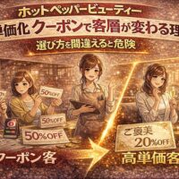 ホットペッパービューティーの高単価化クーポンで客層が変わる理由を表現したアイキャッチ画像
