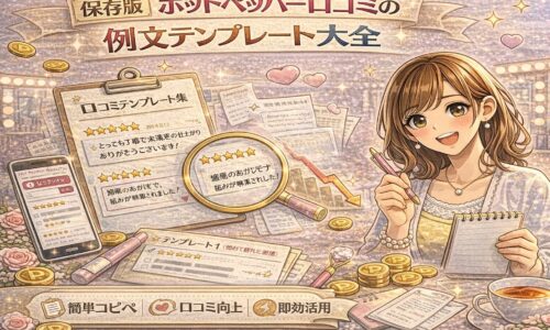 ホットペッパー口コミの例文テンプレートをまとめた華やかな美容イメージ