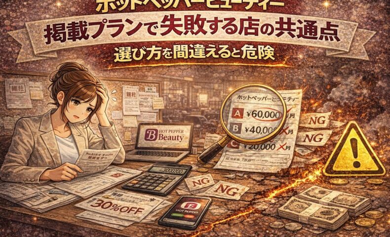 ホットペッパービューティー掲載プラン選びで失敗する店の共通点を表現したアイキャッチ画像
