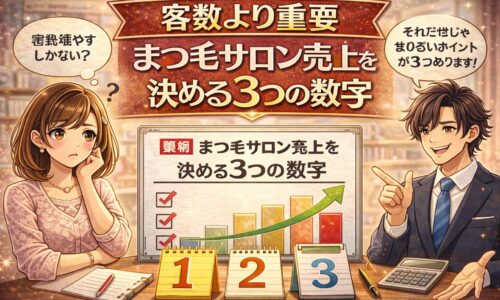 客数より重要な3つの数字でまつ毛サロン売上を伸ばす考え方を解説するアイキャッチ画像