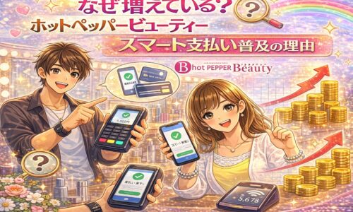 ホットペッパービューティーのスマート支払いが増えている理由を表現したカラフルな美容室イメージ