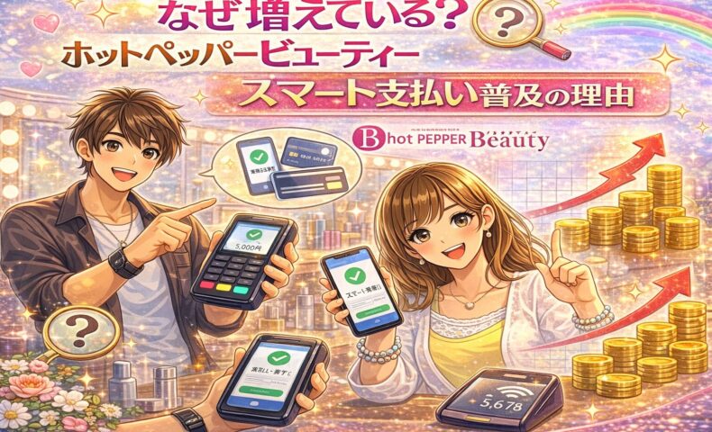 ホットペッパービューティーのスマート支払いが増えている理由を表現したカラフルな美容室イメージ