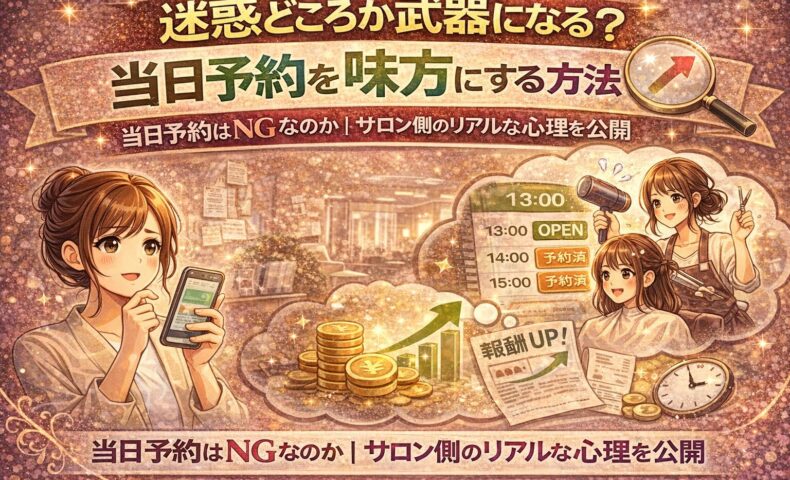 当日予約を武器に変える方法とサロン側のリアルな心理を表現したアイキャッチ画像