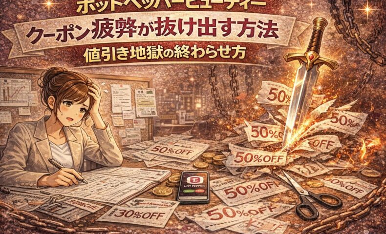 ホットペッパービューティーのクーポン疲弊と値引き地獄から抜け出す方法を表現したアイキャッチ画像