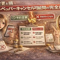 Google口コミが減るNG行動と改善策を対比で解説するアイキャッチ画像。低評価に悩む店舗と改善チェックリストを示す女性で違いを表現。