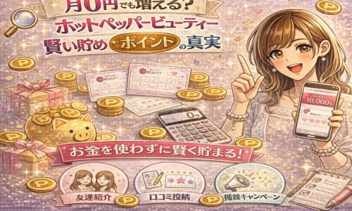 月0円でもホットペッパービューティーポイントが増える仕組みを表現した華やかなイメージ