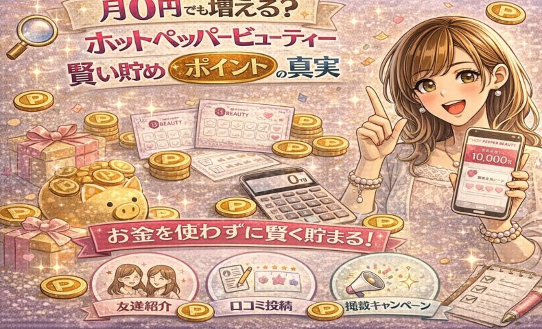 月0円でもホットペッパービューティーポイントが増える仕組みを表現した華やかなイメージ