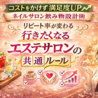 コストをかけず満足度を高めるネイルサロンの飲み物サービス設計を表現した華やかなアイキャッチ画像