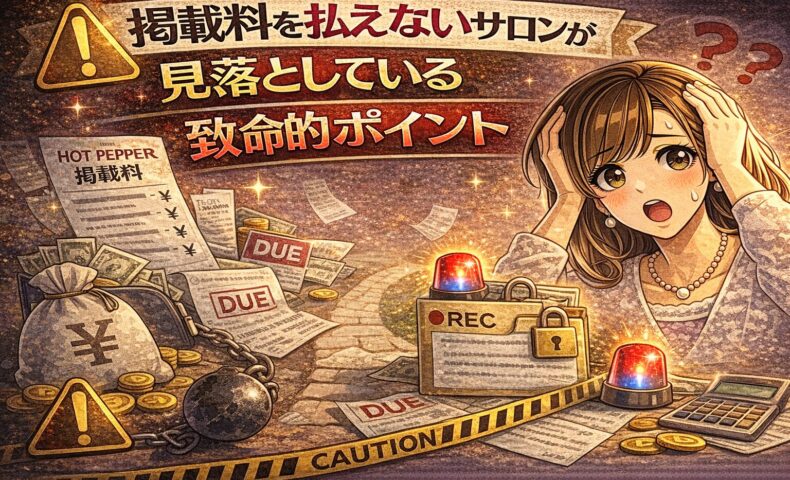 掲載料を払えないサロンが見落としている致命的ポイントを警告的に示したアイキャッチ画像