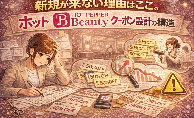 新規が来ない原因とホットペッパービューティークーポン設計の構造を解説するアイキャッチ画像