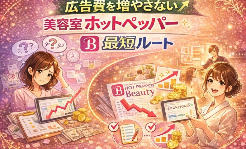 広告費を増やさず美容室のホットペッパー新規集客を伸ばす最短ルートを表現したアイキャッチ画像
