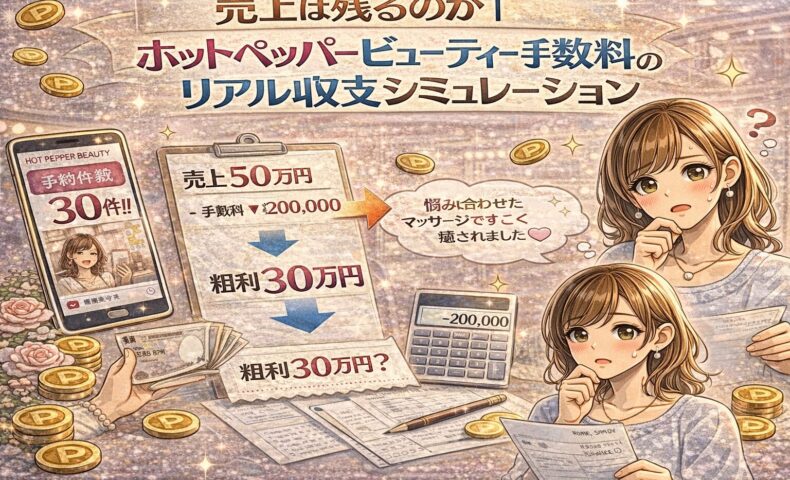 ホットペッパービューティー手数料の収支シミュレーションを表現した美容サロンのイメージ