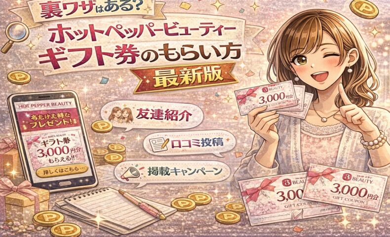 ホットペッパービューティーのギフト券入手方法を紹介する華やかなプロモーションイメージ