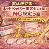 ホットペッパーで集客ゼロを招くNG設定5選を警告的に表現したアイキャッチ画像