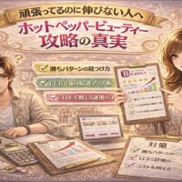 ホットペッパービューティーで頑張っているのに集客が伸びない美容室オーナーの悩みと、改善ポイントを対比で表現したアイキャッチ画像