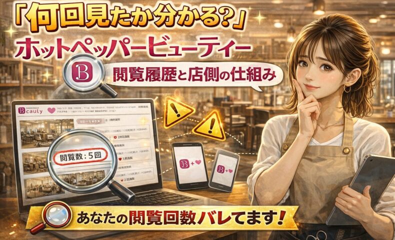 ホットペッパービューティーの閲覧履歴や閲覧回数が見える仕組みを解説する美容室とタブレットのアイキャッチ画像
