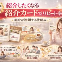 紹介したくなる紹介カードでリピート率アップと紹介が連鎖する仕組みを解説した美容サロン向けマーケティングイメージ画像