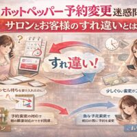 ホットペッパーの予約変更による迷惑問題とサロンとお客様のすれ違いを表現した美容サロン向けイメージ画像