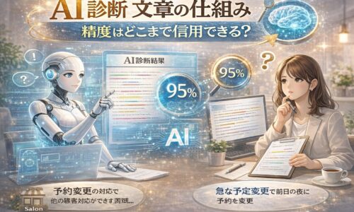 AI診断による文章分析の仕組みと精度の信頼性について解説したマーケティング向けイメージ画像