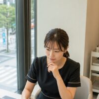 エステの予約を安定して確保する方法を考えるエステサロンスタッフ