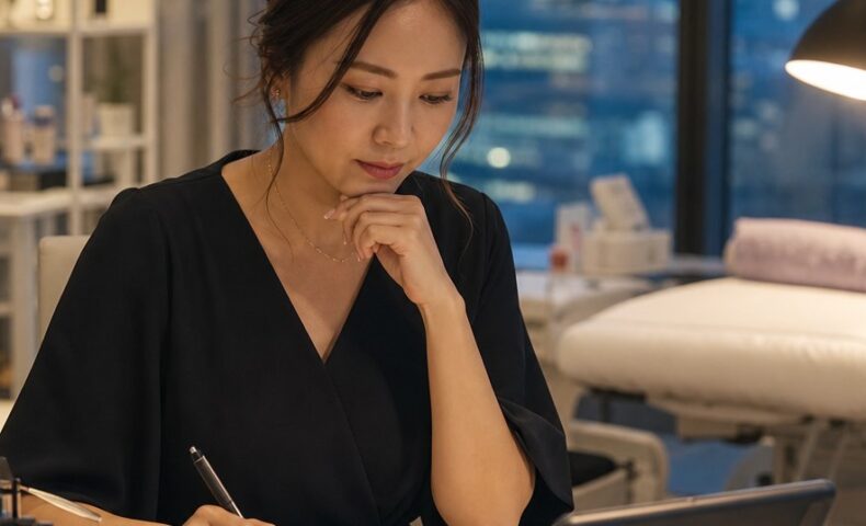 ネイルサロン経営で売上を伸ばす仕組みを考えるオーナーと施術スペース