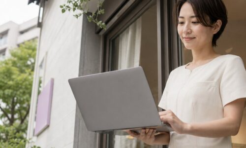 エステ 顧客データ 活用集客を実践し、顧客情報を分析するエステサロンスタッフ