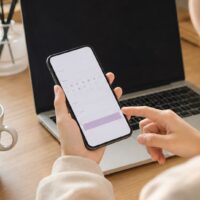 ホットペッパーの口コミが反映されない理由を確認するため、スマートフォンの口コミ投稿画面を見ている様子