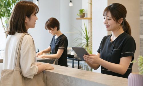 サロン集客のコツとして予約につながる導線を見直す美容サロンの店内イメージ