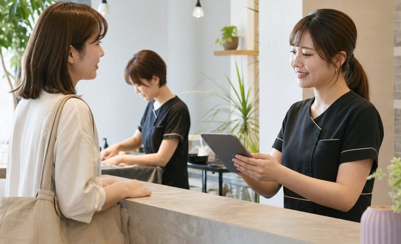 サロン集客のコツとして予約につながる導線を見直す美容サロンの店内イメージ