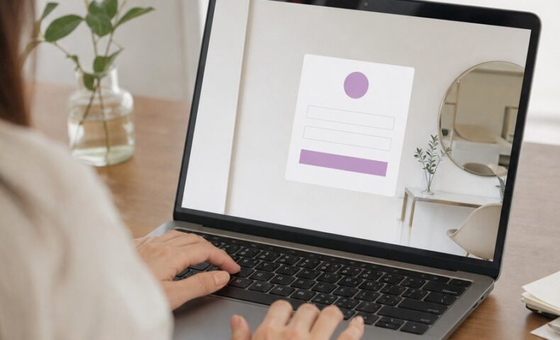 Salonboard ログイン PC画面を開くための入口とパソコンのイメージ
